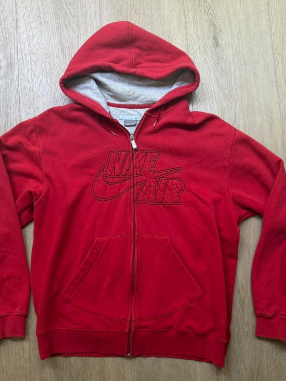 Vtg Nike Air Faded Spellout Swoosh Zip Hoodie L 00s